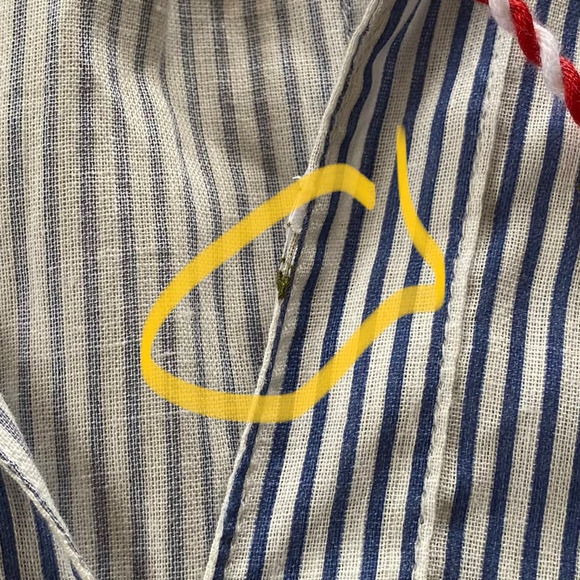 CW Classics Short Sleeve Striped Peplum Top Embroidered 100% Cotton Size Large - Picture 8 of 8